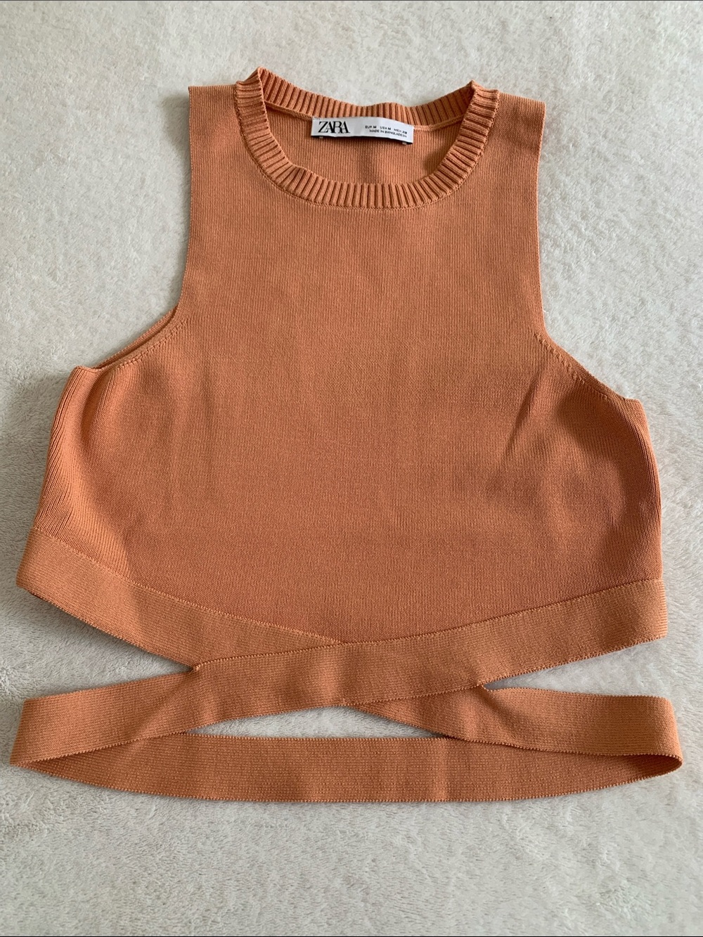 ZARA Terracotta Wrap-Around Knit Tank
